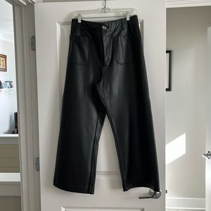Size 32 Maeve black leather wide, leg pants high waisted.